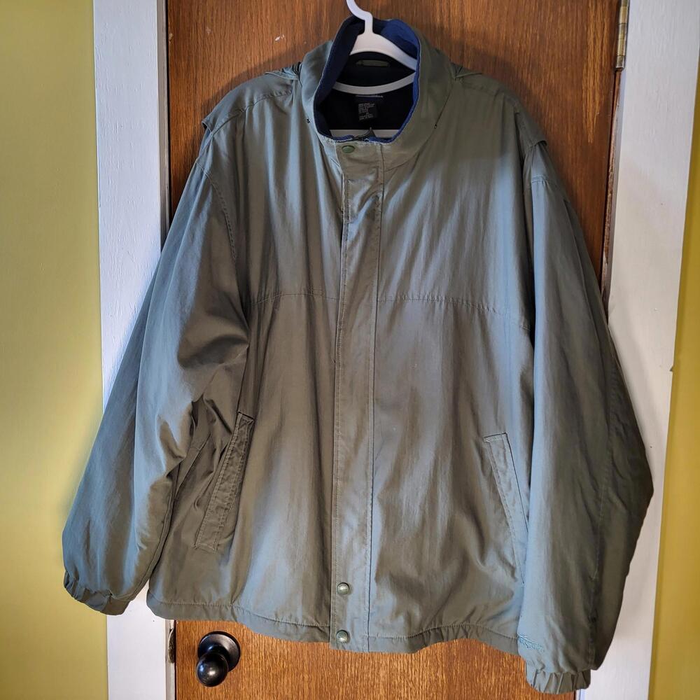 White Sierra men's cargo working jacket forest green/navy blue fleece lining XL